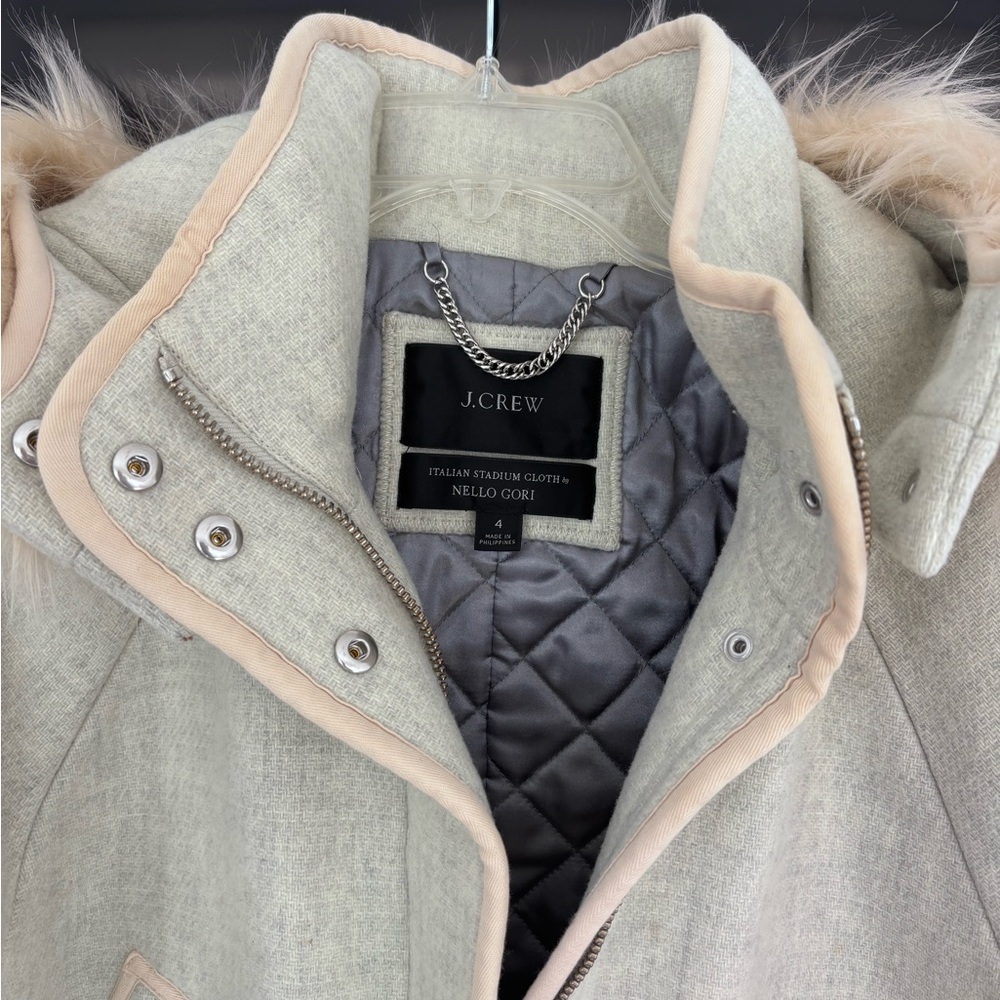 J Crew Italian Wool Coat in Light Gray by Nello Gori- Sz 4 - Picture 4 of 6